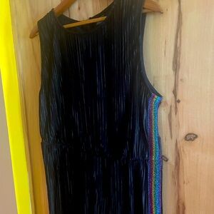 Wild Fable Women's Sleeveless Cropped Bodre Jumpsuit with Rainbow trim sides